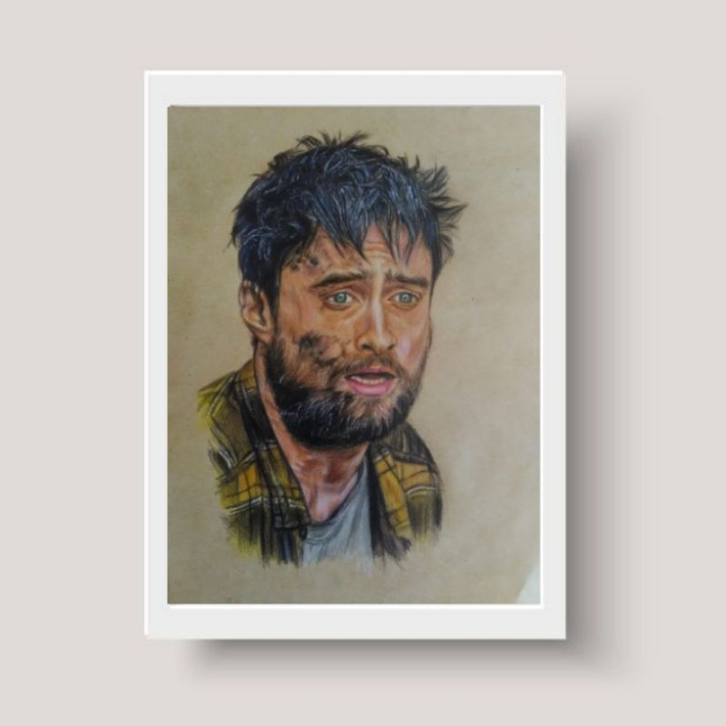 lukisan wajah realis + bingkai