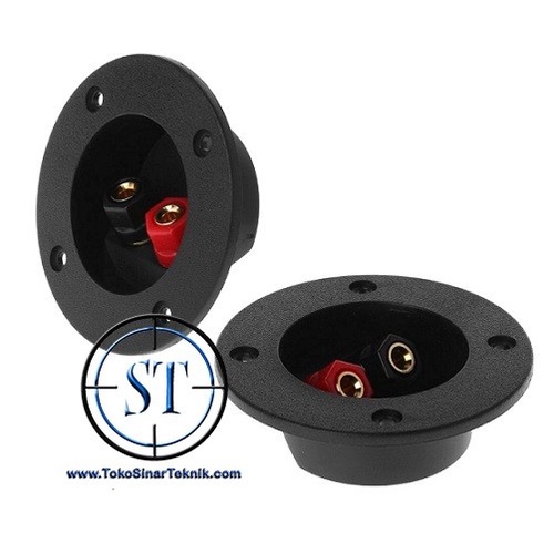 BA-137D Terminal Box Speaker Plastik Hitam Bulat Gold Plate Connector Binding Post With Banana Bulat Merah Hitam