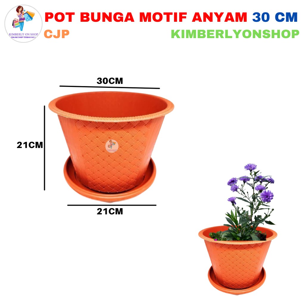 Pot Bunga Motif Anyam Warna Ukuran 30 Free Tatakan KHUSUS GOJEK