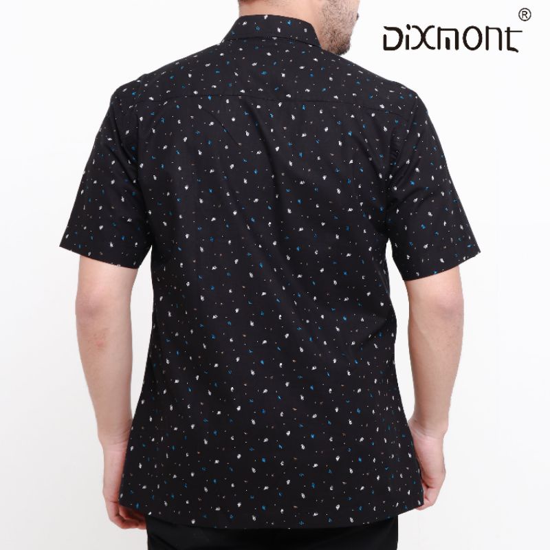 Dixmont Kemeja Pria Basic Formal Motif Lengan Pendek Hem MS01521