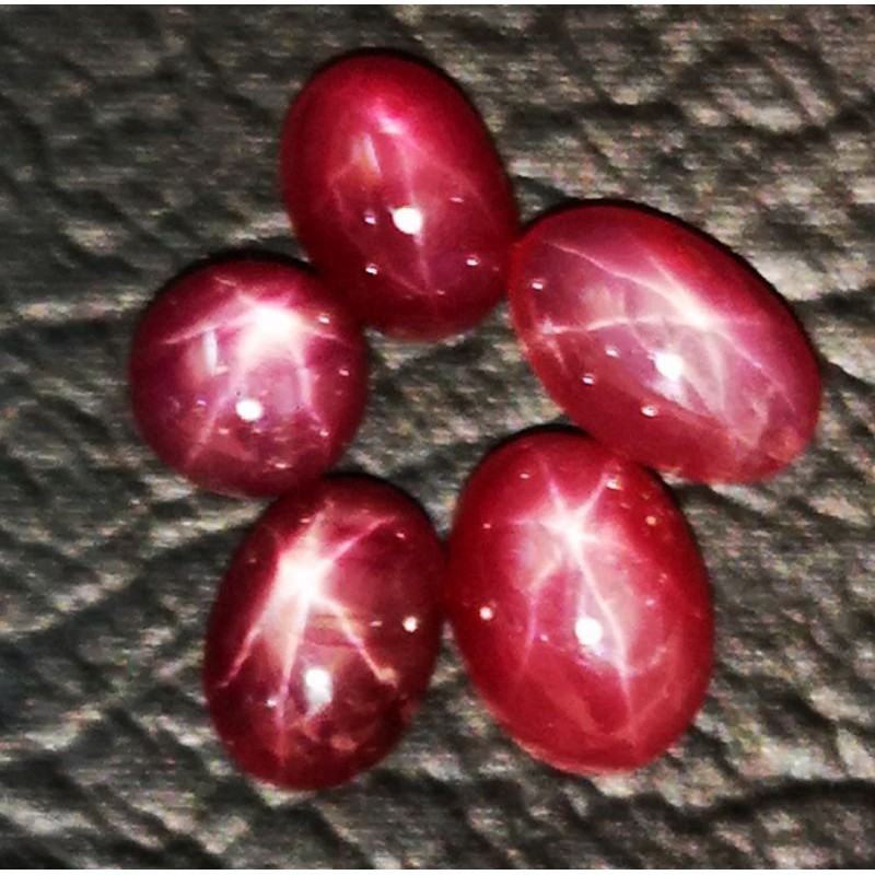 Natural Cincin Permata Red Ruby Star 6 Rays Tajam