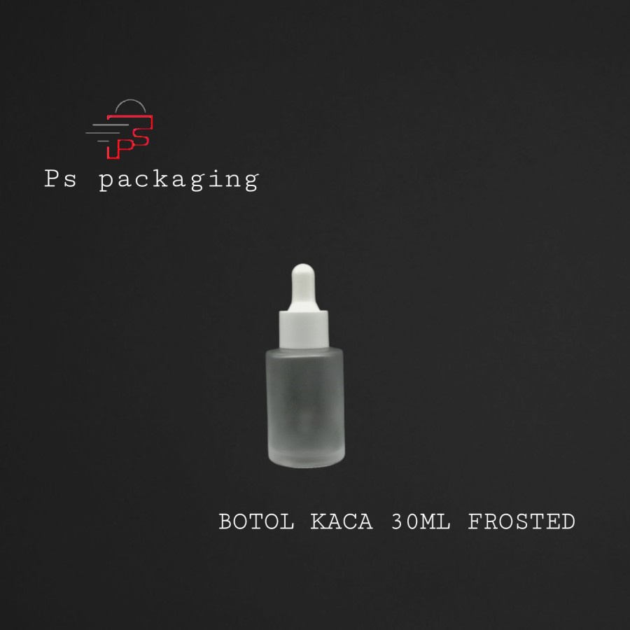 botol kaca pipet 30ml frosted bahu datar / botol serum 30ml / botol kaca pipet 30ml