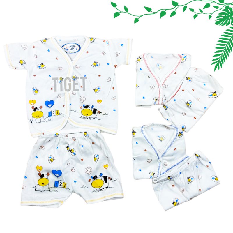 SETELAN SATU SET PIYAMA BAJU LENGAN PENDEK CELANA PENDEK BAYI BABY BARU LAHIR CEWEK COWOK NEWBORN