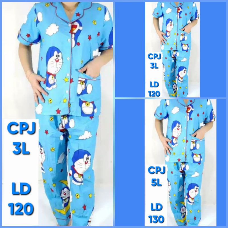 baju tidur katun ibu dan anak  bisa pasangan keluarga motif emon lonceng