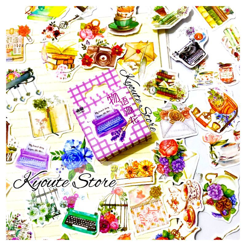 

50 pcs Sticker Deco Soft Flower Vintage Retro Style Scrapbook DIY Bujo Diary Planner HP