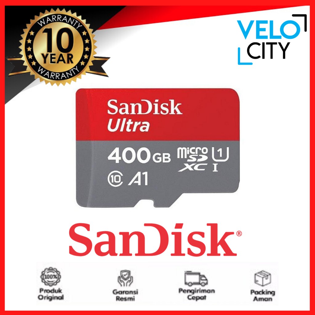 Memory Card Micro sd 400Gb Sandisk 100Mbps A1 NA Original Garansi 10 Tahun