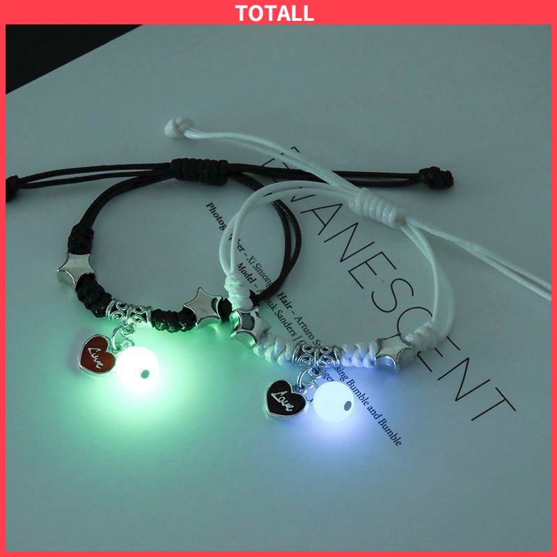 2 Pcs Gelang bercahaya Couple teman terbaik Gelang Tali Karet Gelang Produk Baru Di Toko Couple Bracelets Fashion new