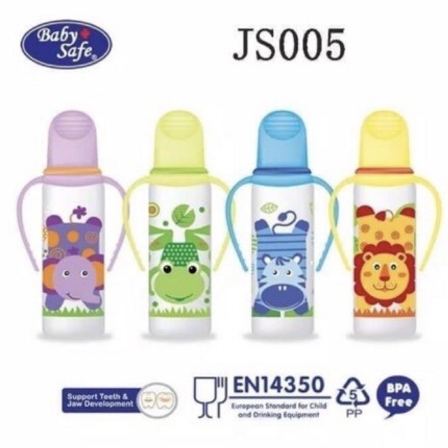 Baby Safe Feeding Bottle with Handle 250ml JS005 - Botol Susu bayi dengan Pegangan Botol