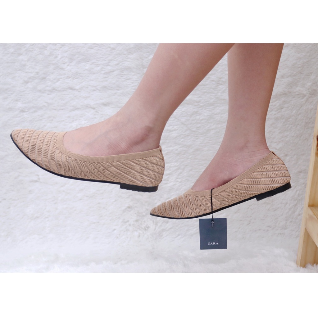 Sepatu Wanita Flat Zara Original Rajut Flyknitt Flatshoes Cewek Zara Terbaru Sepatu Wanita Original