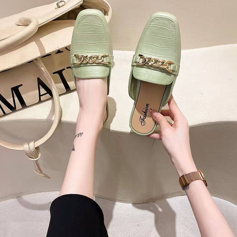 Sandal Slop Cantik Rantai Flat Shoes Wanita Import Alibaba1688