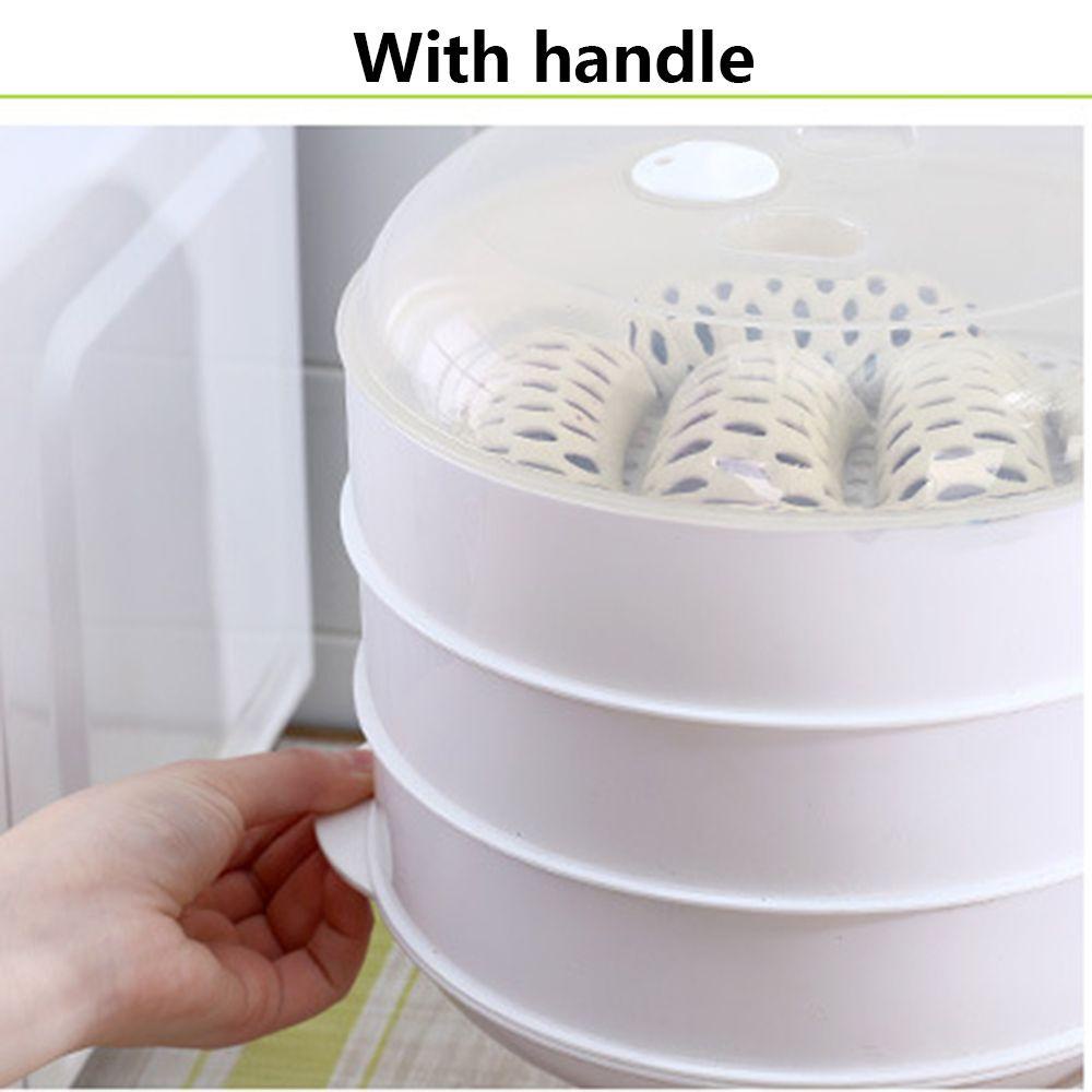 Solighter 1per2layer Microwave Oven Special Steamer Ramah Lingkungan Bao Bun Dumpling Basket Dengan Tutup