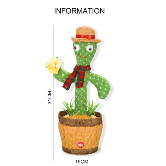 singing dancing cactus boneka kaktus joget flower / cowboy