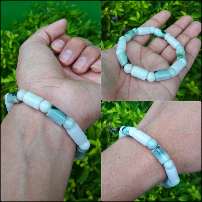 Gelang Batu Natural Giok Burma Tipe A Model Tabung