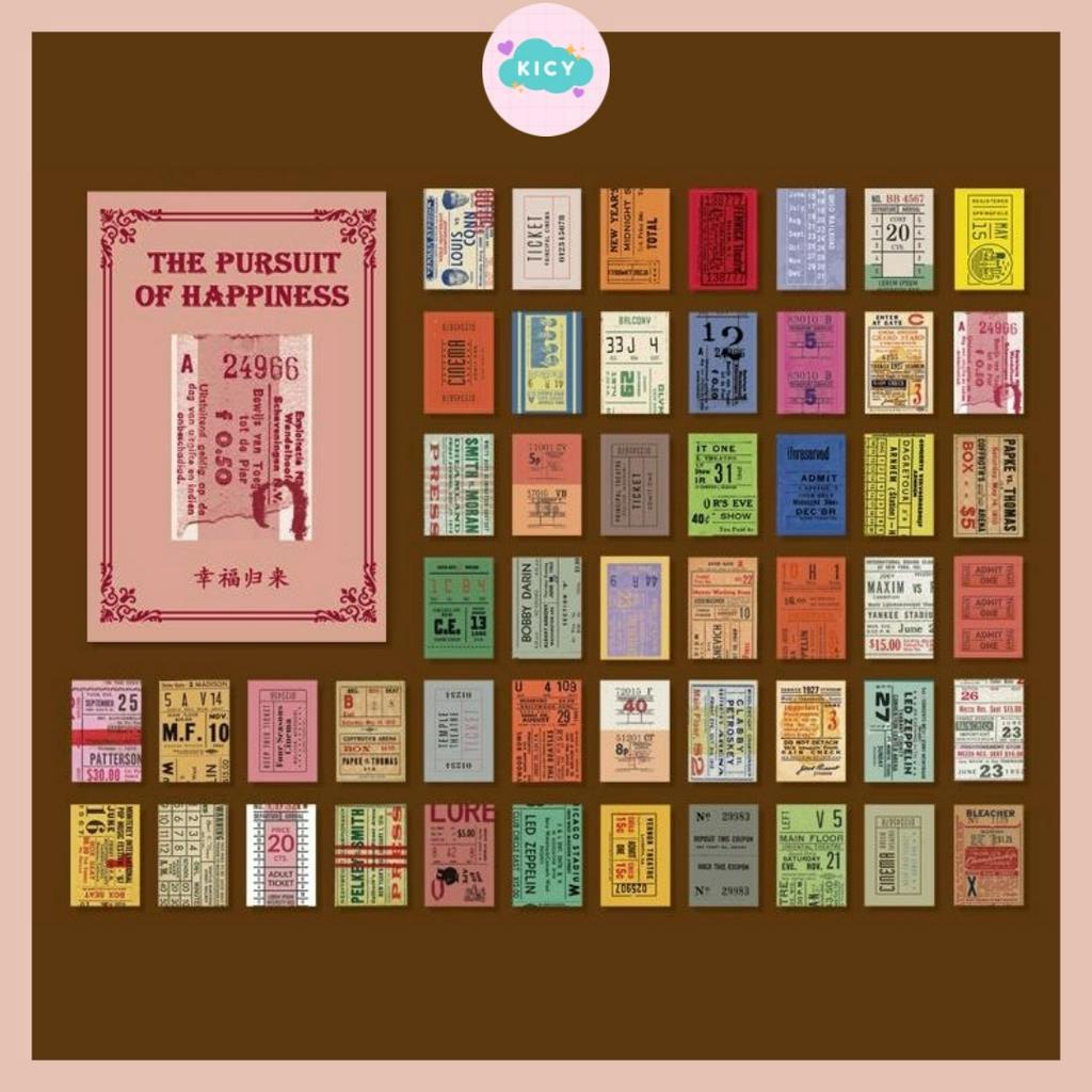 

[KICY] 5 Pcs Deco Paper TICKET OF HAPPINESS Kertas Dekor Kertas Hias Gaya Vintage Dekorasi Scrapbook Notebook Planner Journal Diary DIY