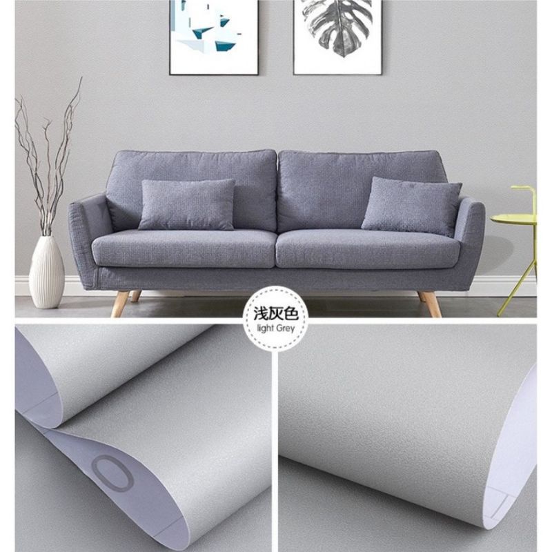 Wallpaper Sticker Dinding Motif Light Gray Pastel Mewah Elegant Kekinian