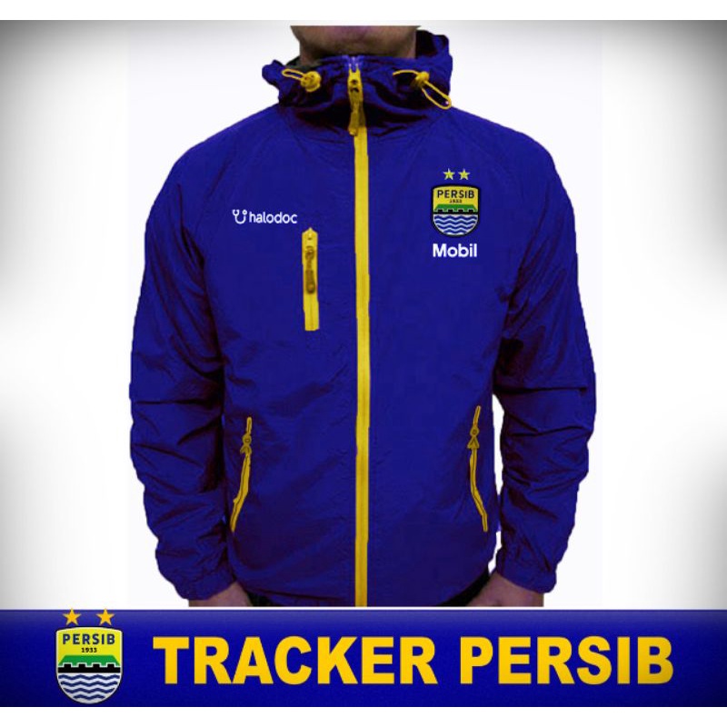 Jaket Pria Wanita Bola Motor Harian Murah Berkualitas Outdoor WindProof Tracker Bola Persib Biru