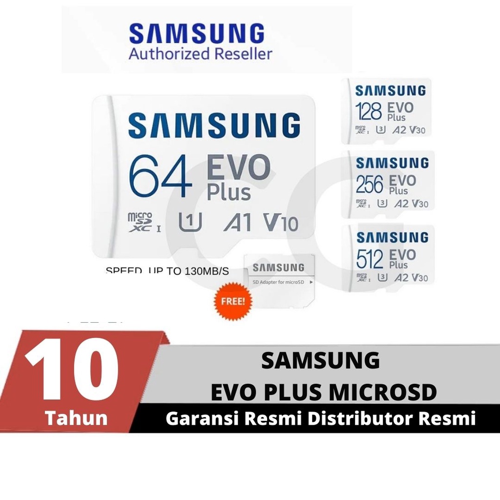 Samsung Micro SD Evo Plus 64GB 128GB 256GB 512GB Memory MicroSD Kartu Memori HP Card Class10 Garansi 10thn