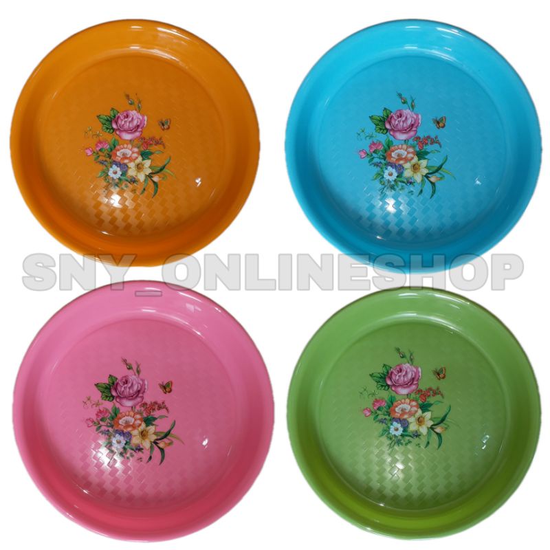 Nampan Motif Bunga / Nampan Bulat Plastik 30cm Sunrise