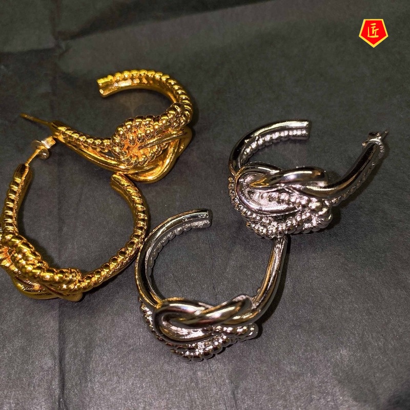 [Ready Stock]INS Style Personalized 925 Silver Knotted Stud Earrings