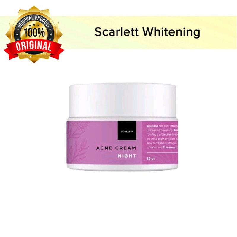 [ORI]Scarlett Whitening Acne Night Cream - 20gr - Krim Wajah