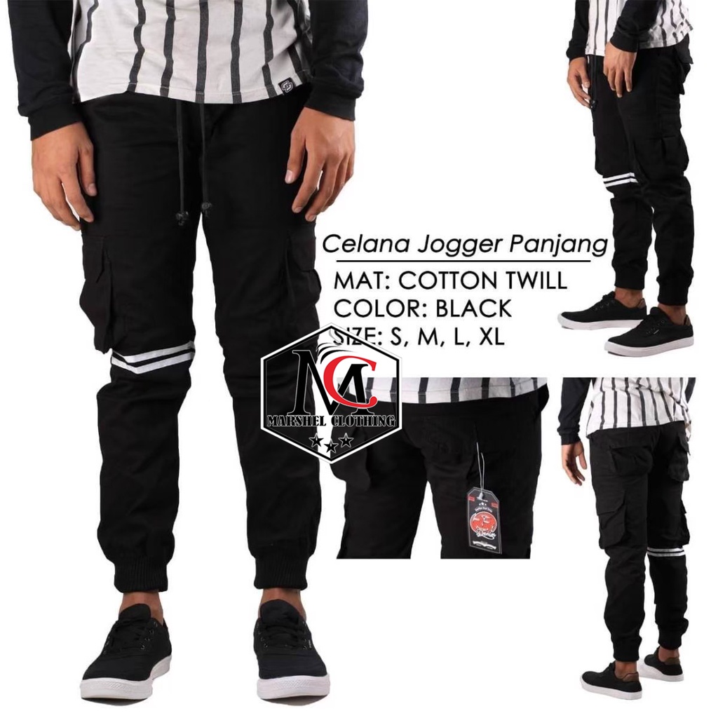 RCL - Celana Jogger Cargo Pria | Celana Joger Cargo Strip Abu