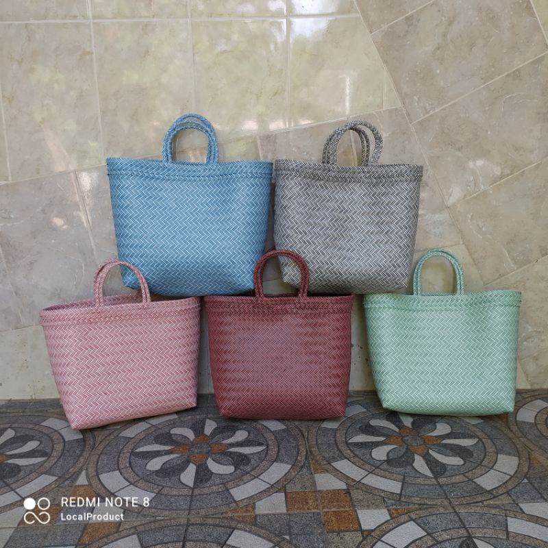 TAS Pasar Lurik Jumbo Tas Anyaman Plastik Tas Belanja XL Lurik Halus