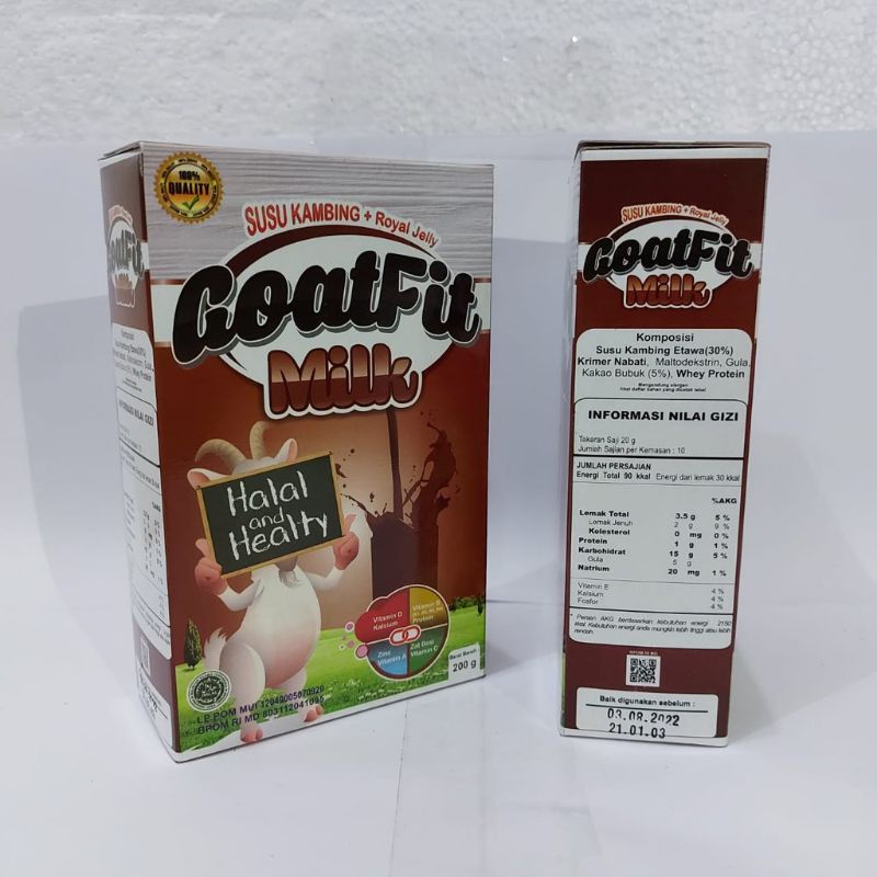 

0GOATFIT MILK COKLAT susu Kambing ettawa plus Royal jelly 200Gr