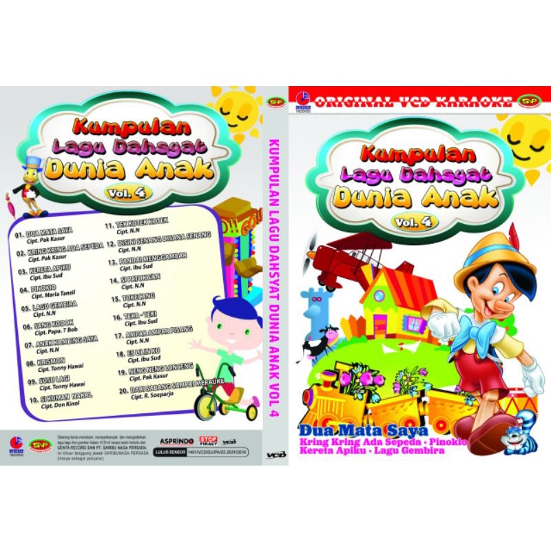 Kaset lagu anak original vcd karaoke kumpulan lagu dahsyat dunia anak vol.4