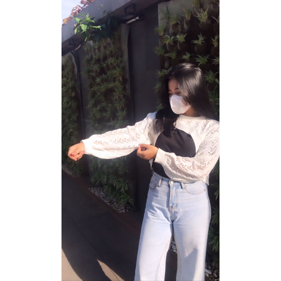 OUTER RAJUT YURA BALON CROP TOP KNITWEAR OVERSIZE