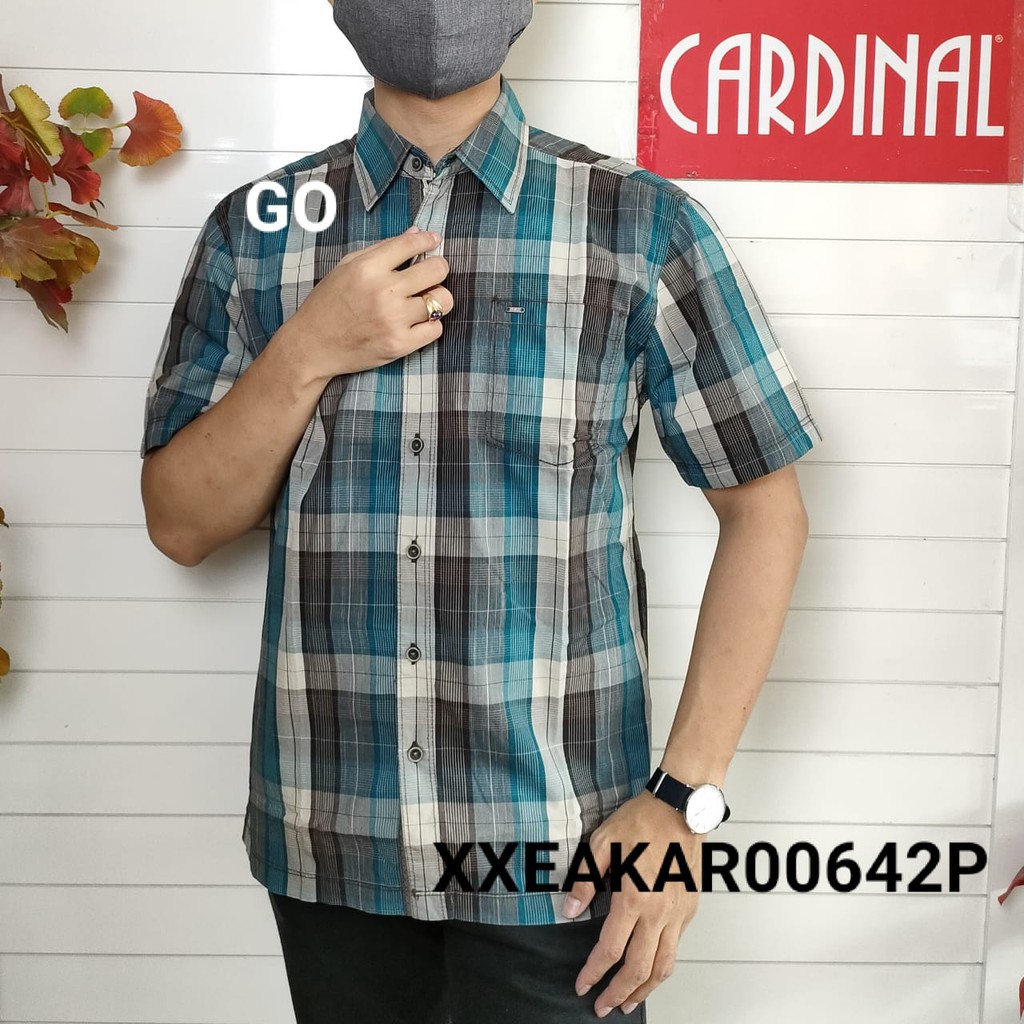 gof M CARDINAL KEMEJA CASUAL Pakaian Atasan Pria Kemeja Reguler Hem Casual Santai Lengan Pendek