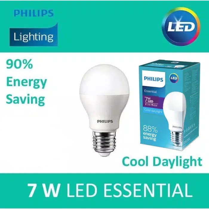 Philips Lampu LED Bulb Essential 3W 5W 7W 9W 11W 13W Watt Putih Grosir SNI Original E27 Dus Biru Satuan