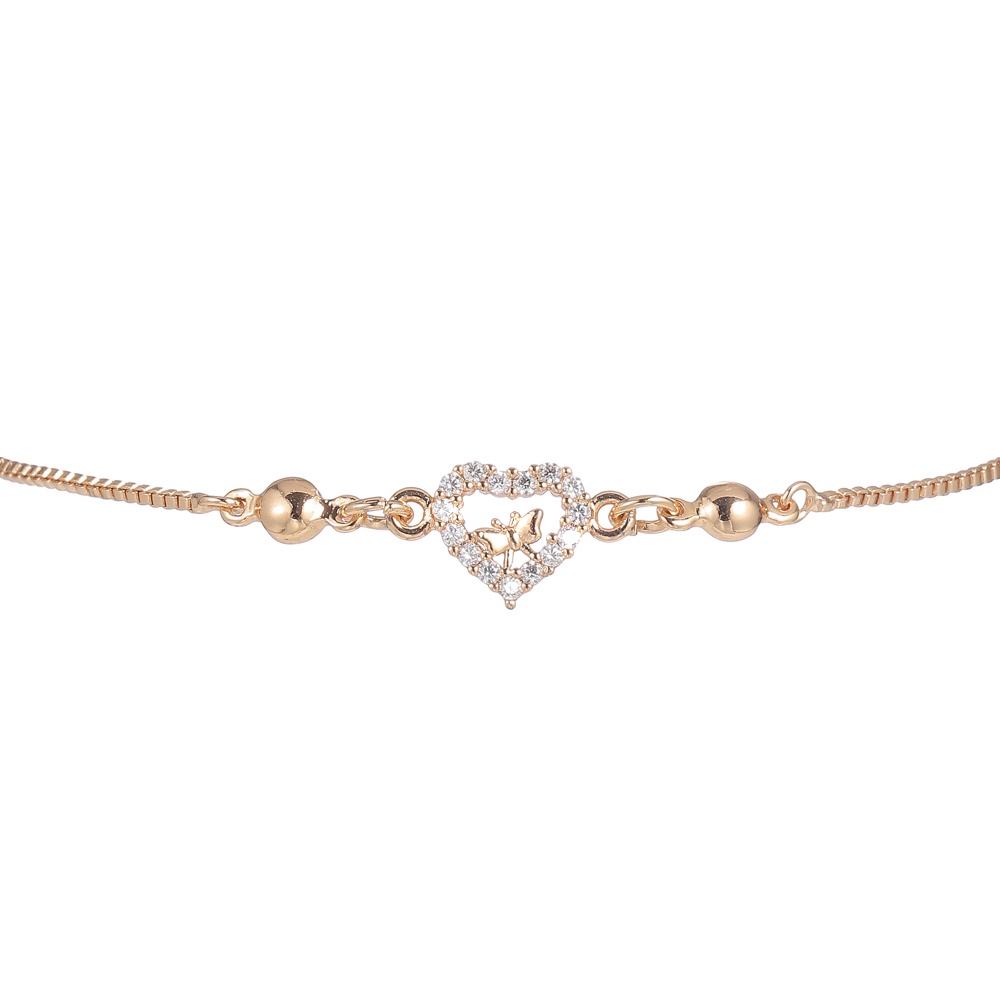 D.G.C✨Gelang Serut Titanium Wanita Lapis Emas Cinta Berlian Tangan Fashion Aksesoris Cewek Perhiasan Murah D351