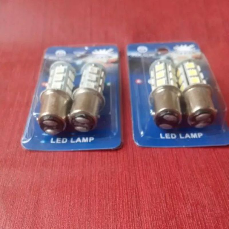 Sepasang Lampu Rem Stop Led Rem 18 Led 2 kaki 24 Volt Kedip