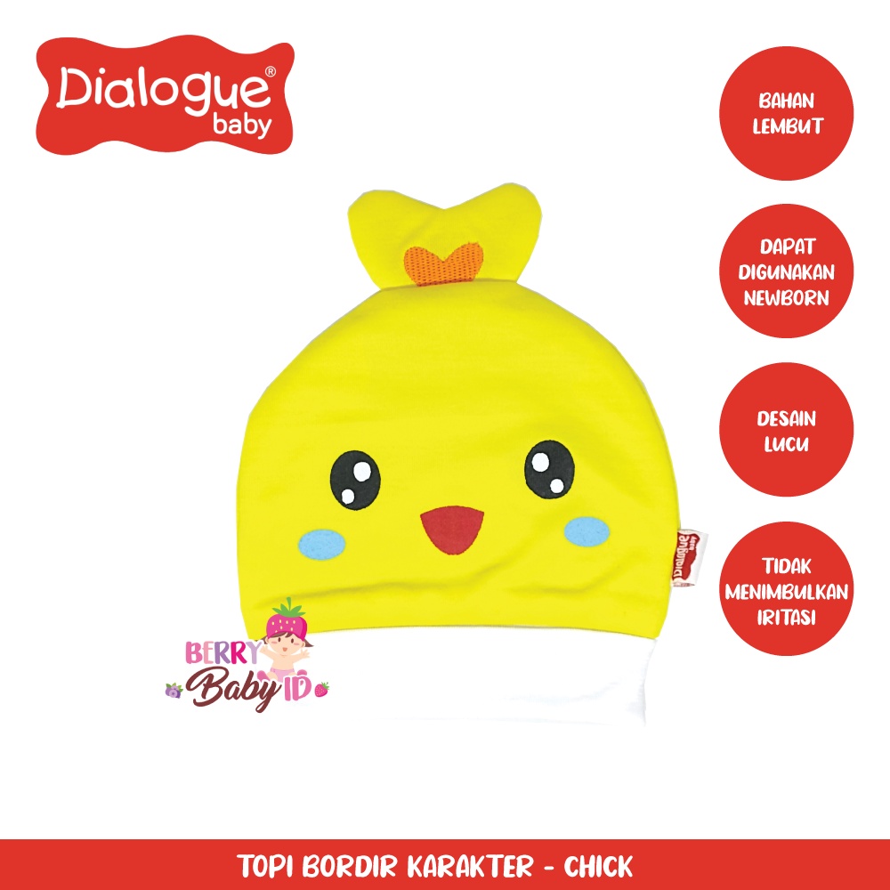 Dialogue Topi Print Bordir Baby Hat Karakter Aksesoris Kepala Bayi Berry Mart