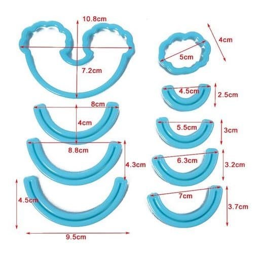 Fondant Cutter - Cetakan Fondant Rainbow Cloud Shape (9pcs)