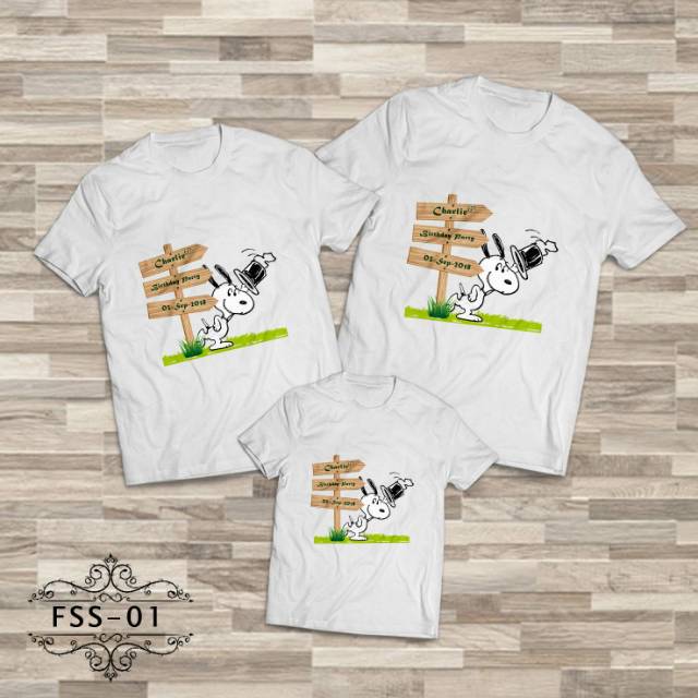 Snoopy kaos oblong pria wanita anak couple family custom