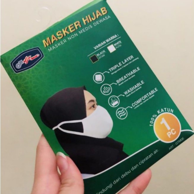 Masker Hijab GTMAN Bahan Katun Warna Hitam