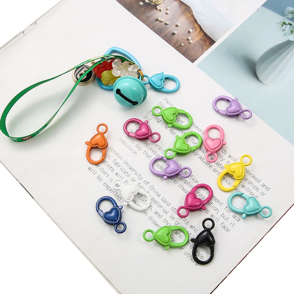 4PCS/Lot Colorful Heart Keychains Lobster Clasps Hooks Key Chain Key Rings For DIY Jewelry Making Pom Pom Keychain Findings