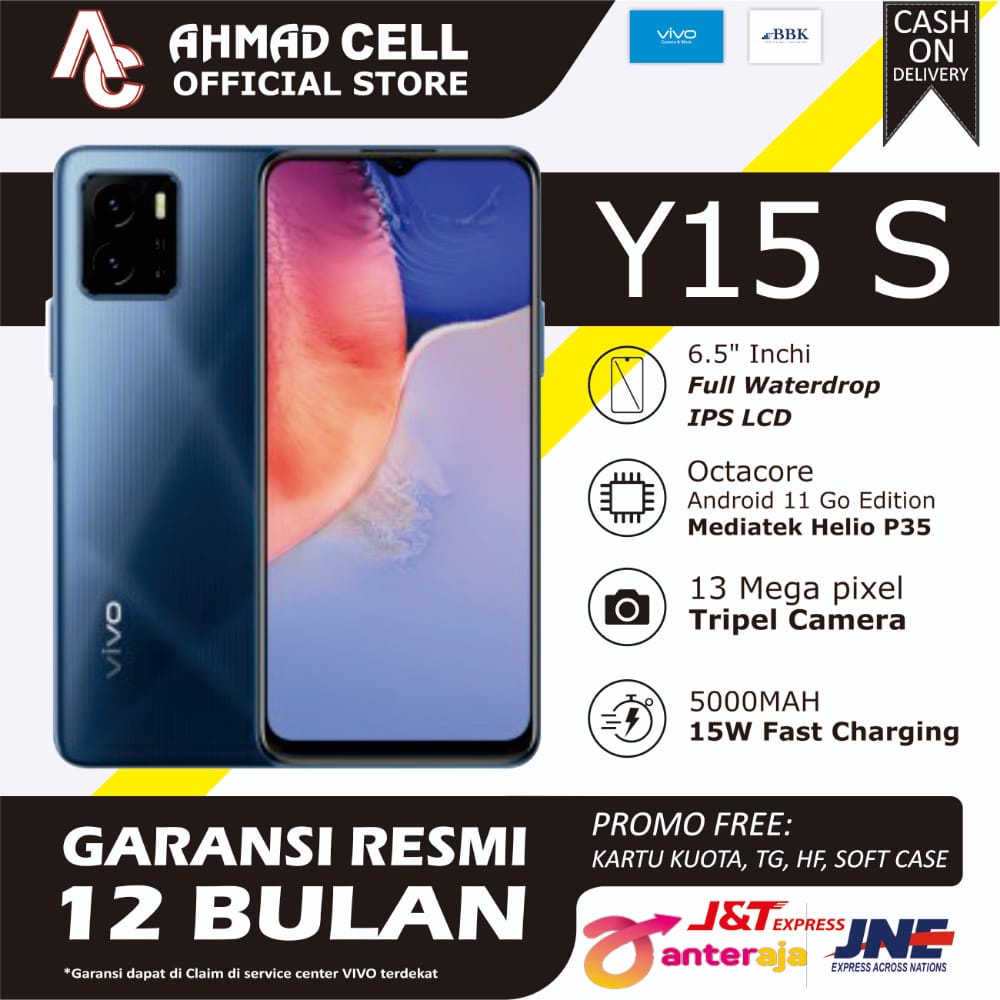Hp Handphone Vivo Y15S Ram 3/32GB Terbaru Garansi Resmi
