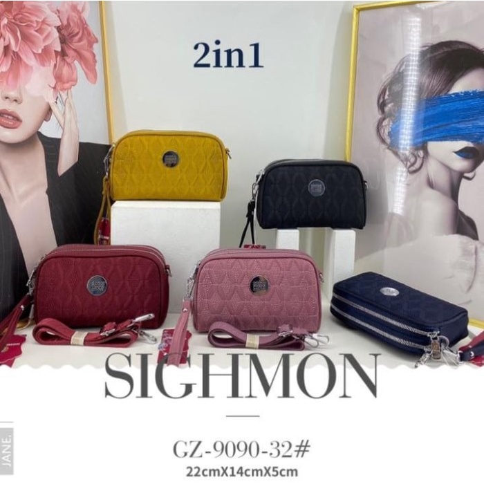 PROMO POUCH/TAS SELEMPANG SIGHMON KANVAS 2SLETING SG9090 2TALI T415T