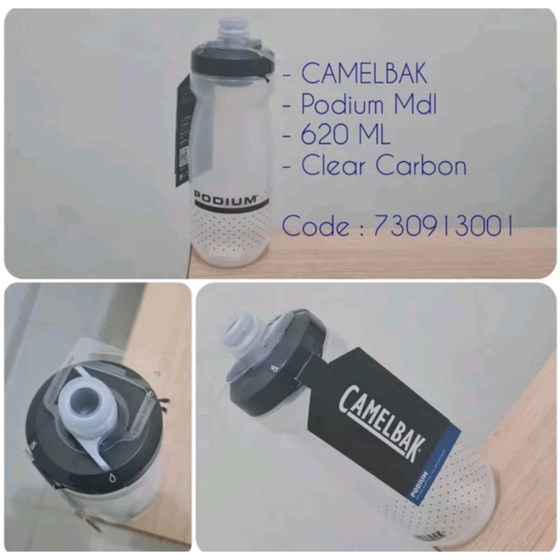 Bottle Camelbak Podium Mdl 620ML warna Clear Carbon Putih Botol Minum Sepeda Cage Air 620 ml 730913001