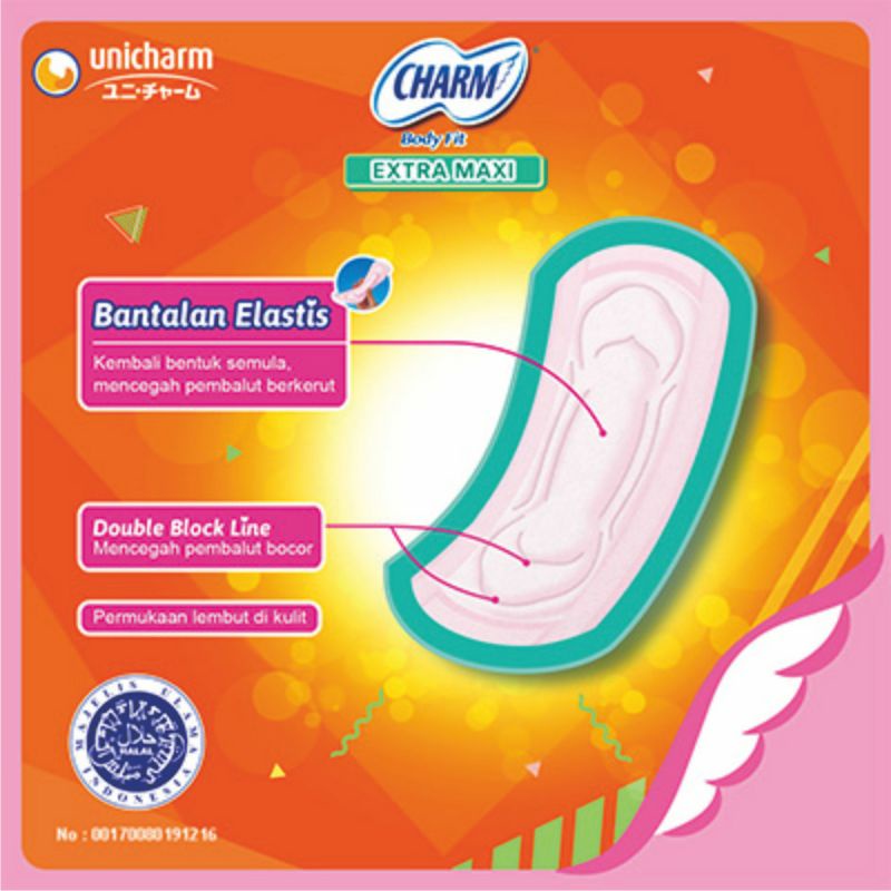 Charm Body Fit Wing / Non Wing 23 cm isi 8 / 10 / 20 / 30 pads - Pembalut Wanita Menstruasi