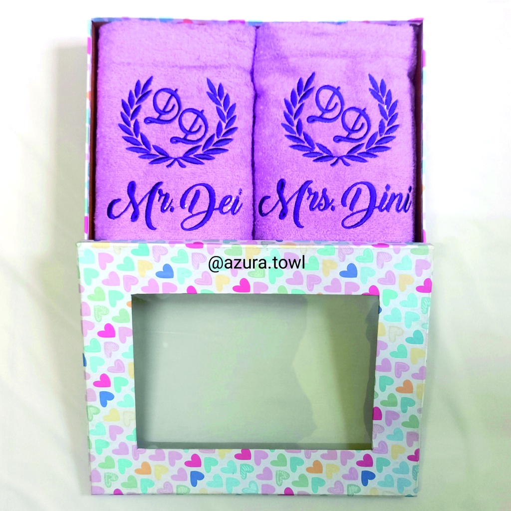 Handuk Bordir Couple Handuk Merah Putih Sedang 100x50 Handuk Wedding Handuk Seserahan Handuk Kado Pe