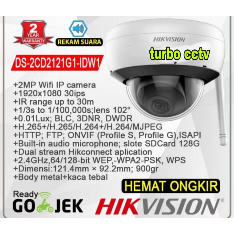 DS-2CD2121G1-IDW1 Hikvision IP Camera CCTV Indoor 2MP Wifi Suara MMC