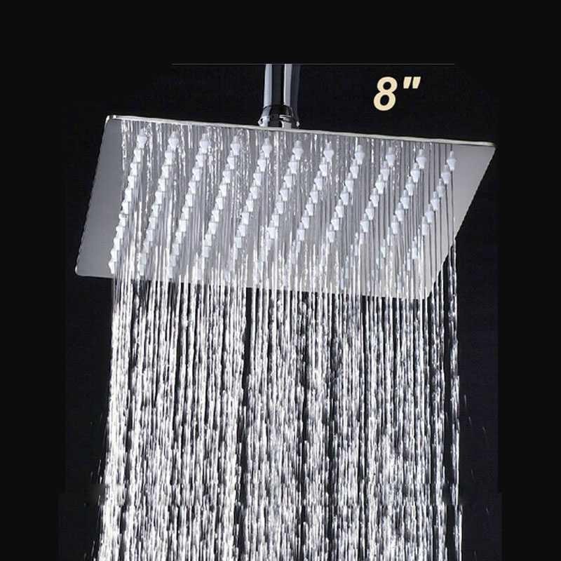 BATHE PROJECT Kepala Shower Mandi Bentuk Kotak 8 Inch 520gr - MK-702 - Silver