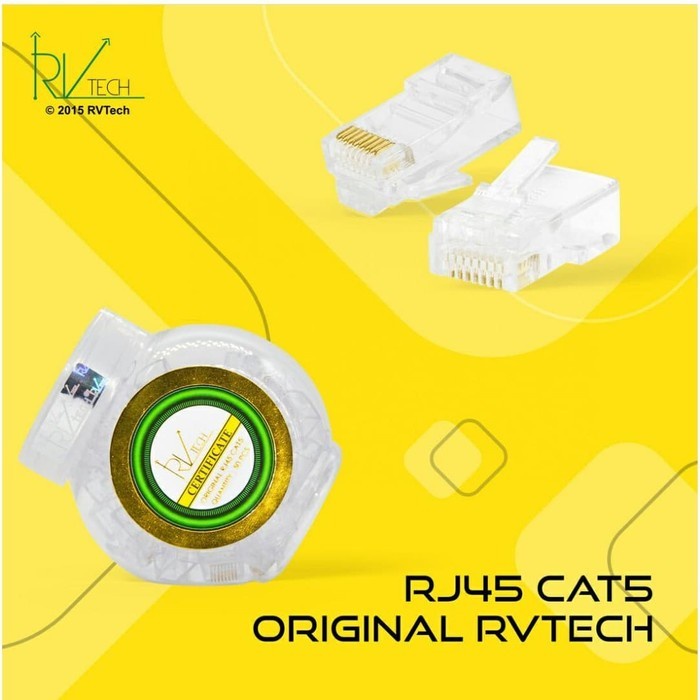 Connector modular rj45 Rvtech cat 5e 5 utp original 50pcs 10/100Mbps - konektor lan Rv-tech Rvlink cat5