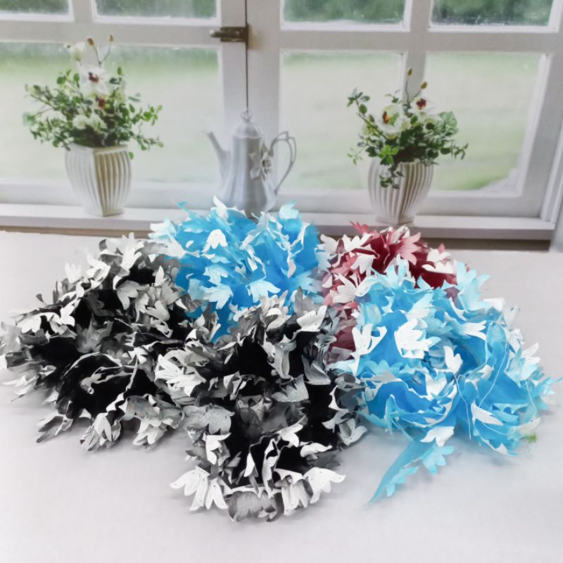 Ikat Rambut Isi 12Pcs Kunciran Sivon Daun Warna Grosir