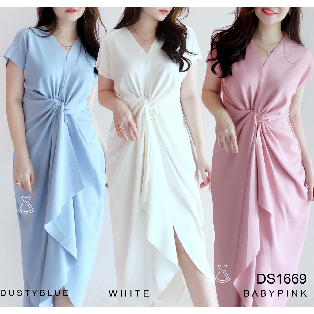 DS1669 - Dress Knot Maxi Scuba Dress Party