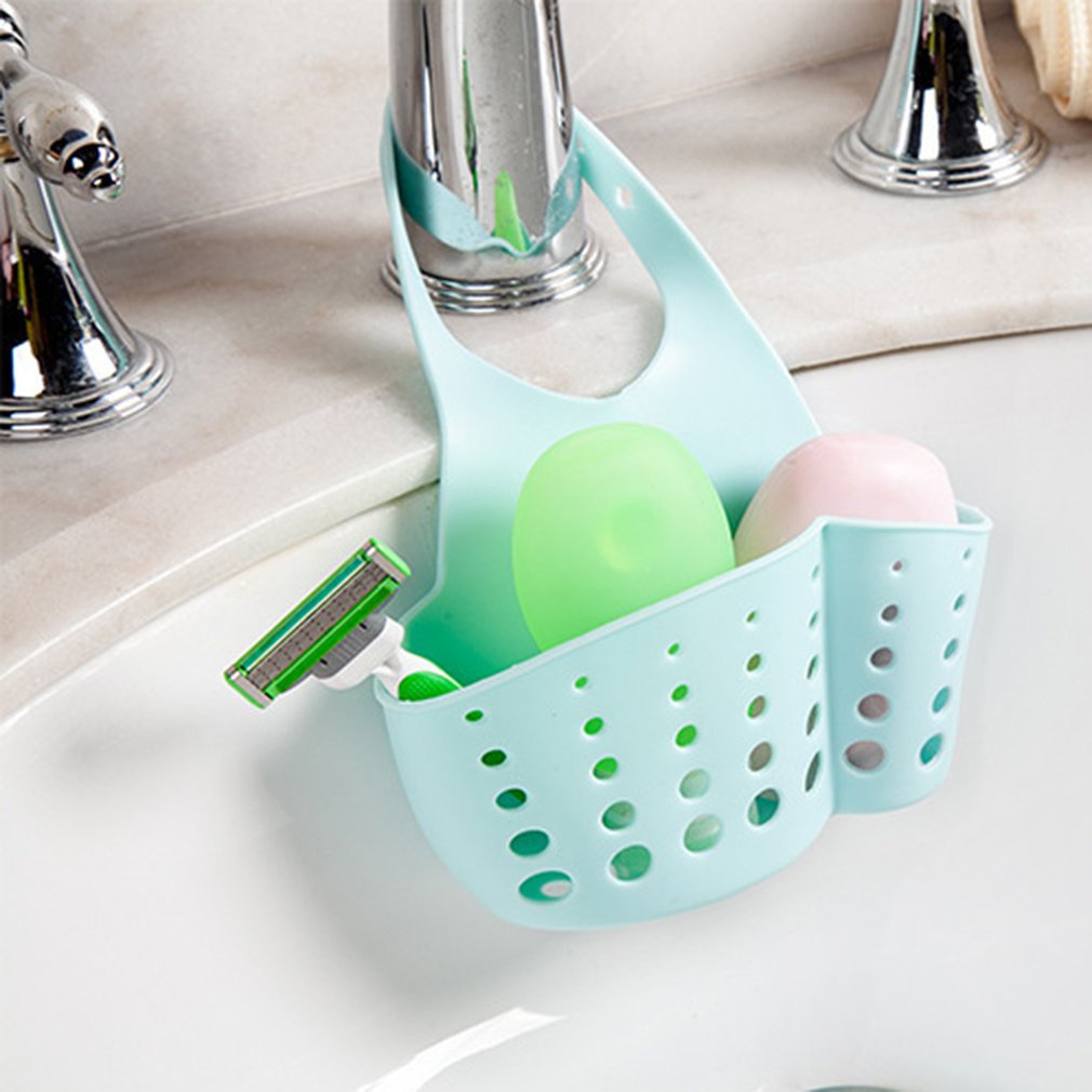 Organizer Sabun Cuci Piring Keranjang Peralatan Cuci piring Mrosaa Tempat Sabun Cuci Piring Gantung Multifungsi - 93036 Kitchen Sink Drain Basket Dish Cloth Soap Sponge Holder Utensils Organizer Adjustable Snap Hanging Drain Basket Kitchen Gadgets