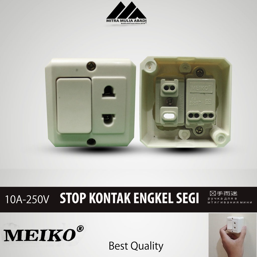 Saklar Engkel + Stop Kontak 503 Segi Dinding Rumah 220-250Volt